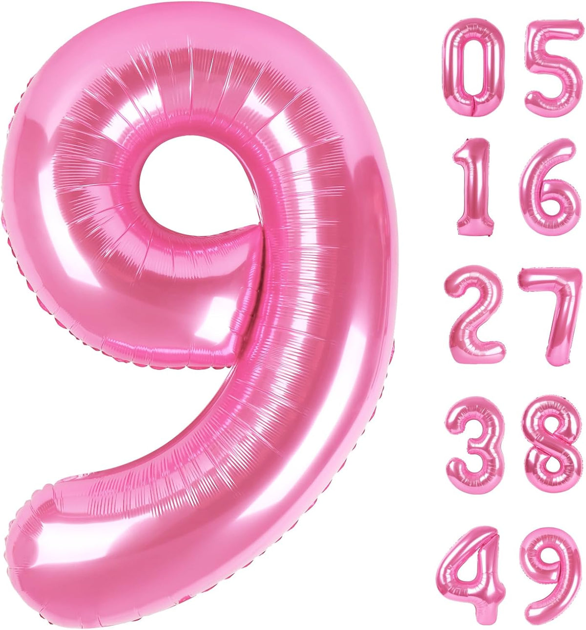 Pink 9 Number Balloon 40 Inch, Jumbo Giant Happy 9th 19 29 39 49 99 Birthday Party Decorations