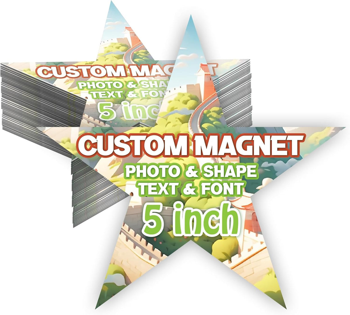KETABAO – 5" Personalized Star Magnetic Photo Picture Magnet - Custom Refrigerator and Car Magnets