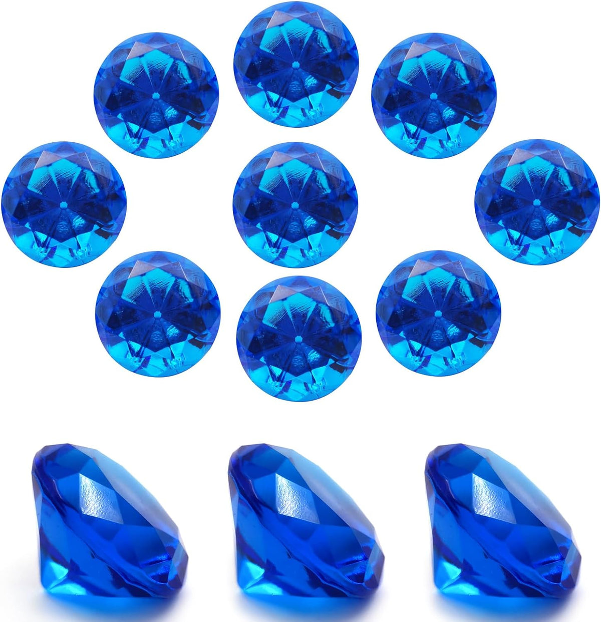 100 pcs Acrylic Diamond Gems, Blue Acrylic Diamonds 1 Inch Faux Diamonds Large Acrylic Diamond Vase