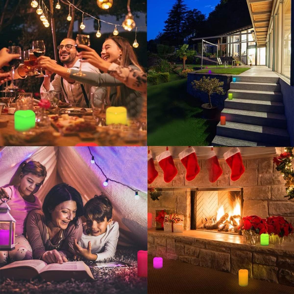 Enido Flameless Candles, Color Changing LED Candles(D: 3" x H: 4" 5" 6") Battery Operated Outdoor