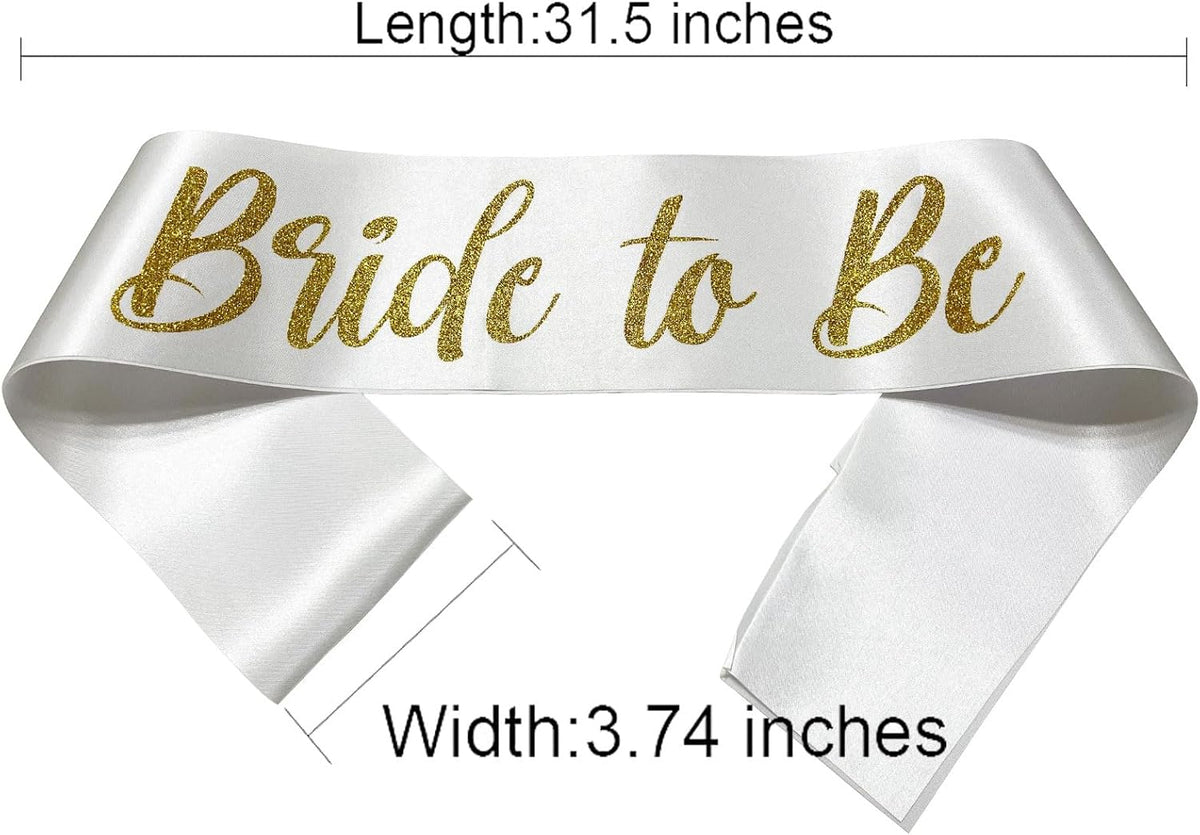 Bride to Be Sash White and Gold, Bride Sash Bachelorette Party Bridal Shower Sashes Bachelor