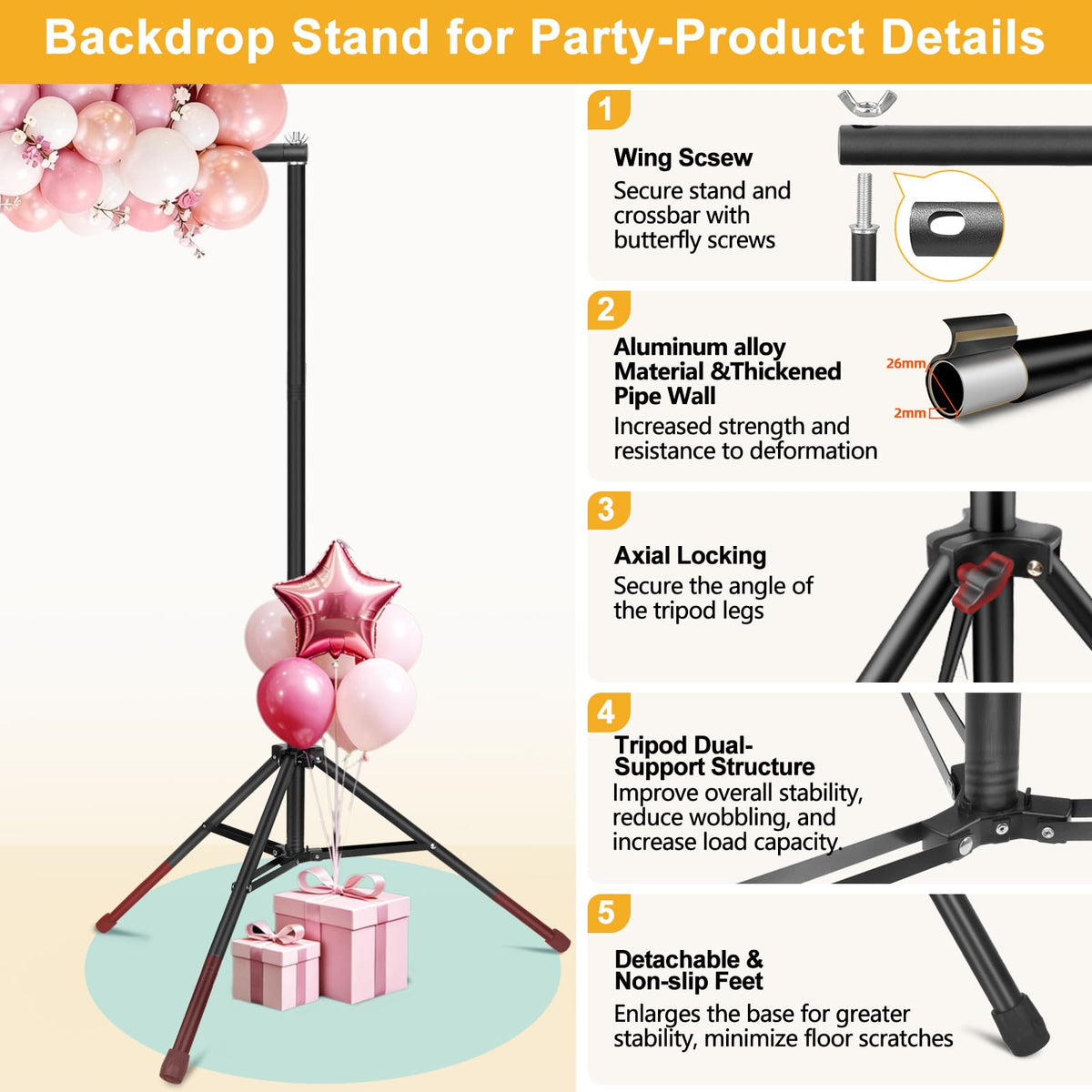 Backdrop Stand 10x7ft(WxH)- 7 Widths Photo Studio Adjustable Background Stand Support kit with