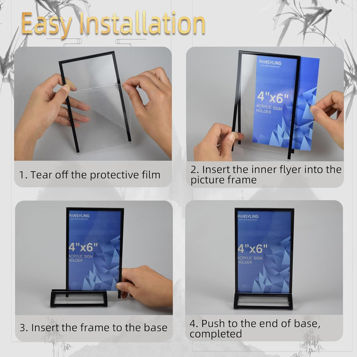 4x6 Picture Frames Acrylic Sign Holder 6 Pack Menu Stands, Double-sided Picture Stands for Wedding