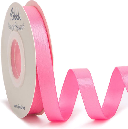 Ribbli Double Faced Hot Pink Satin Ribbon,1/2” x Continuous 25 Yards,Use for Bows Bouquet,Gift