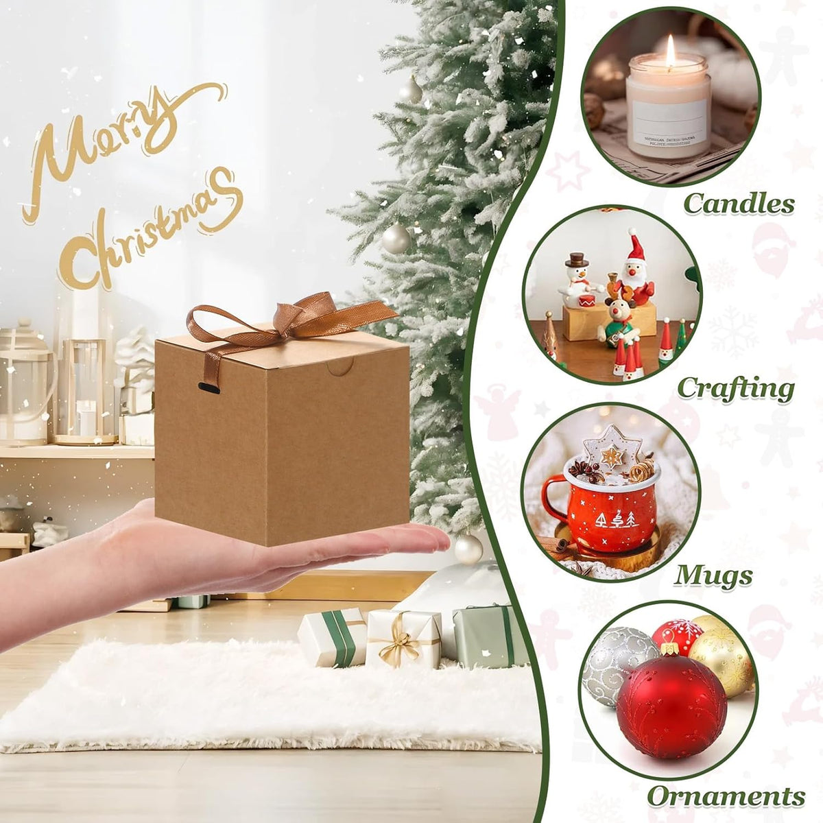 DOYIDE Small Gift Boxes, 20 Pack 5x5x5 Inch Brown Elegant Paper Boxes with Ribbons, Crafting