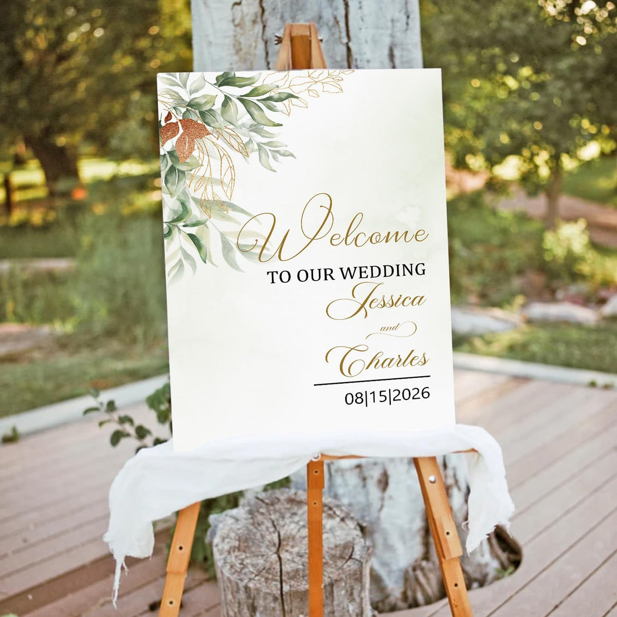 Eucalyptus Wedding Welcome Sign Template, Greenery and Gold Printable Sign for Reception, Custom