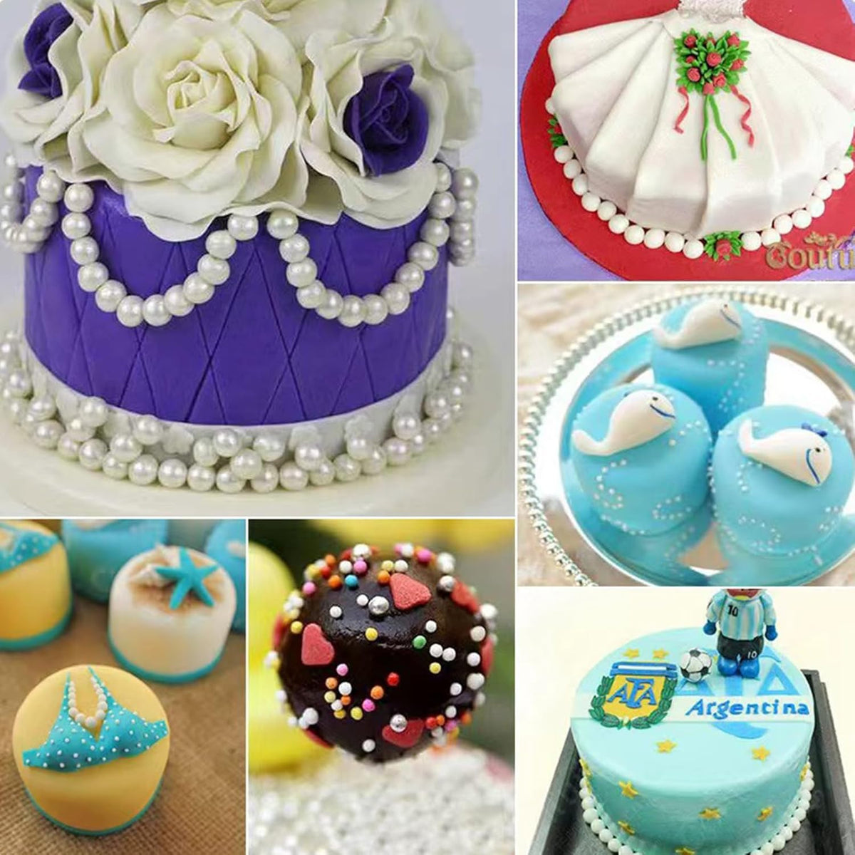 Sentovac 4mm White Pearl Sprinkles Edible Cake Decorating Sugar Candy Cookie Cake Cupcake Topper