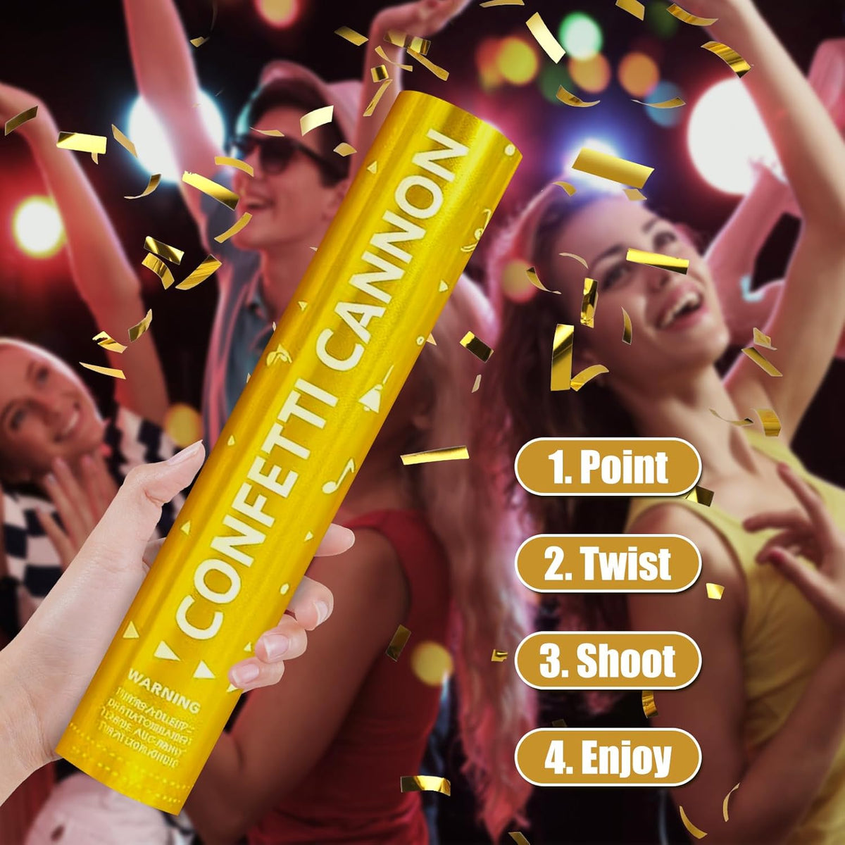 12 Inch Confetti Cannons – 5-Pack Gold Confetti Poppers for Graduation, Birthday, and New Year’s