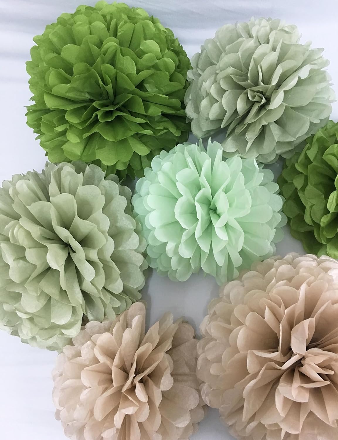 Tissue Paper Pom Poms Kit Paper Flowers 12pieces for Gender Baby Shower Wedding Bridal Bachelorette