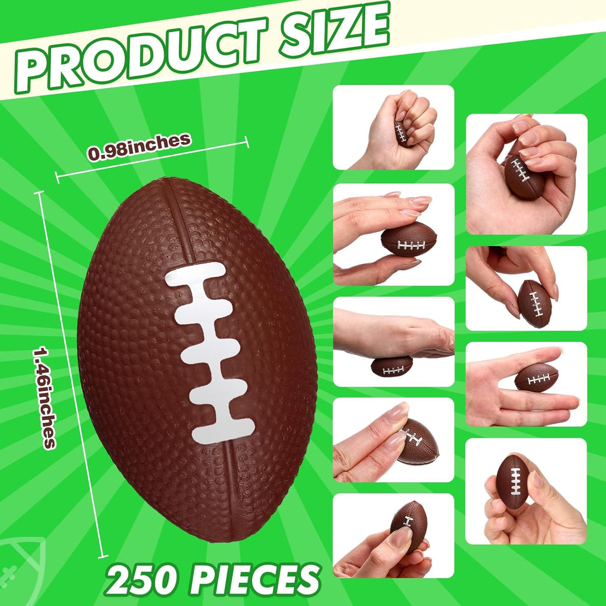 Jerify 250 Pack Mini Footballs Stress Balls Bulk 1.4 Inch Small Soft Foam Sports Balls Fidget Toys