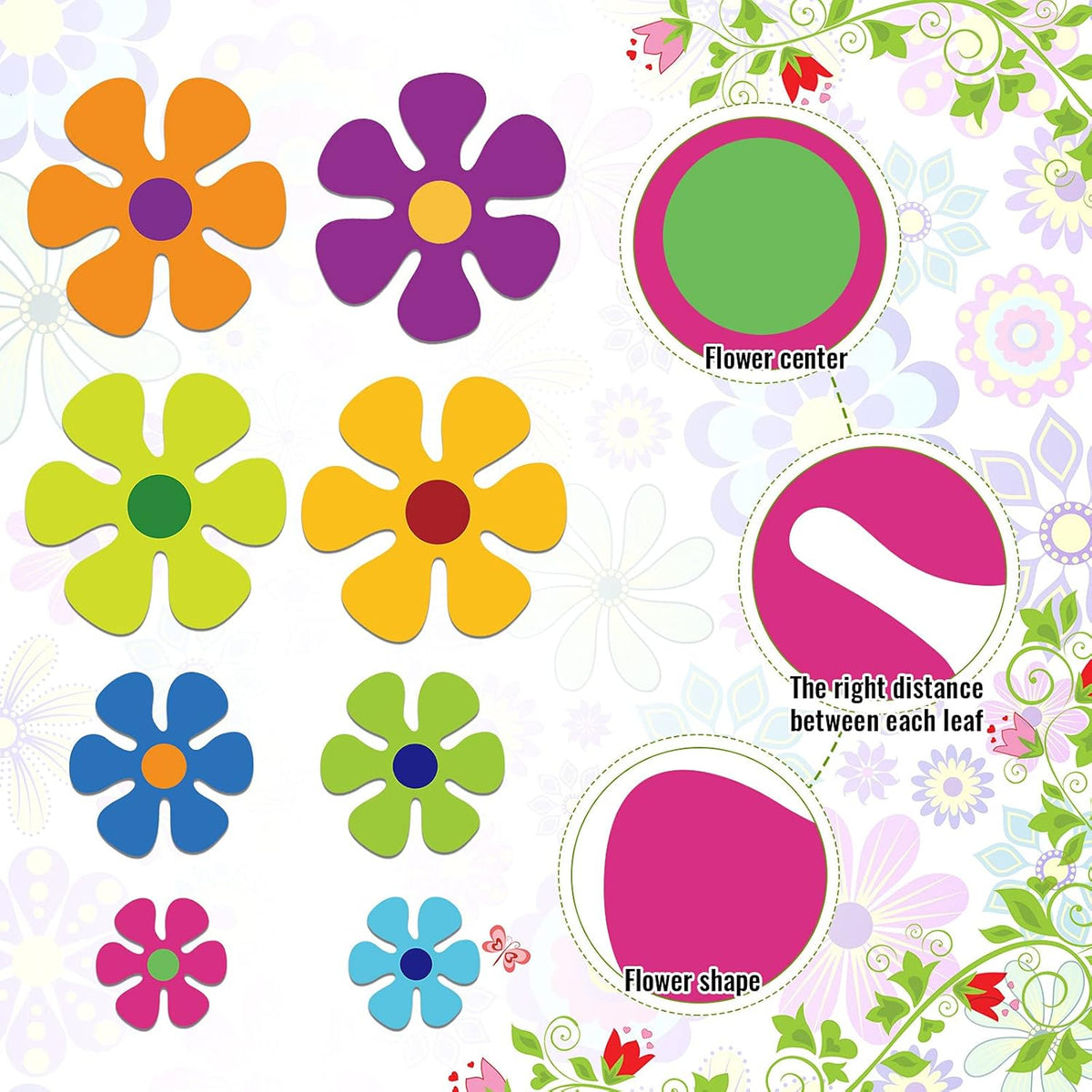 Car Flower Magnet Funny Magnetic Decals Decorations Cute Fridge Magnets 60s Flower Cutout Magnet
