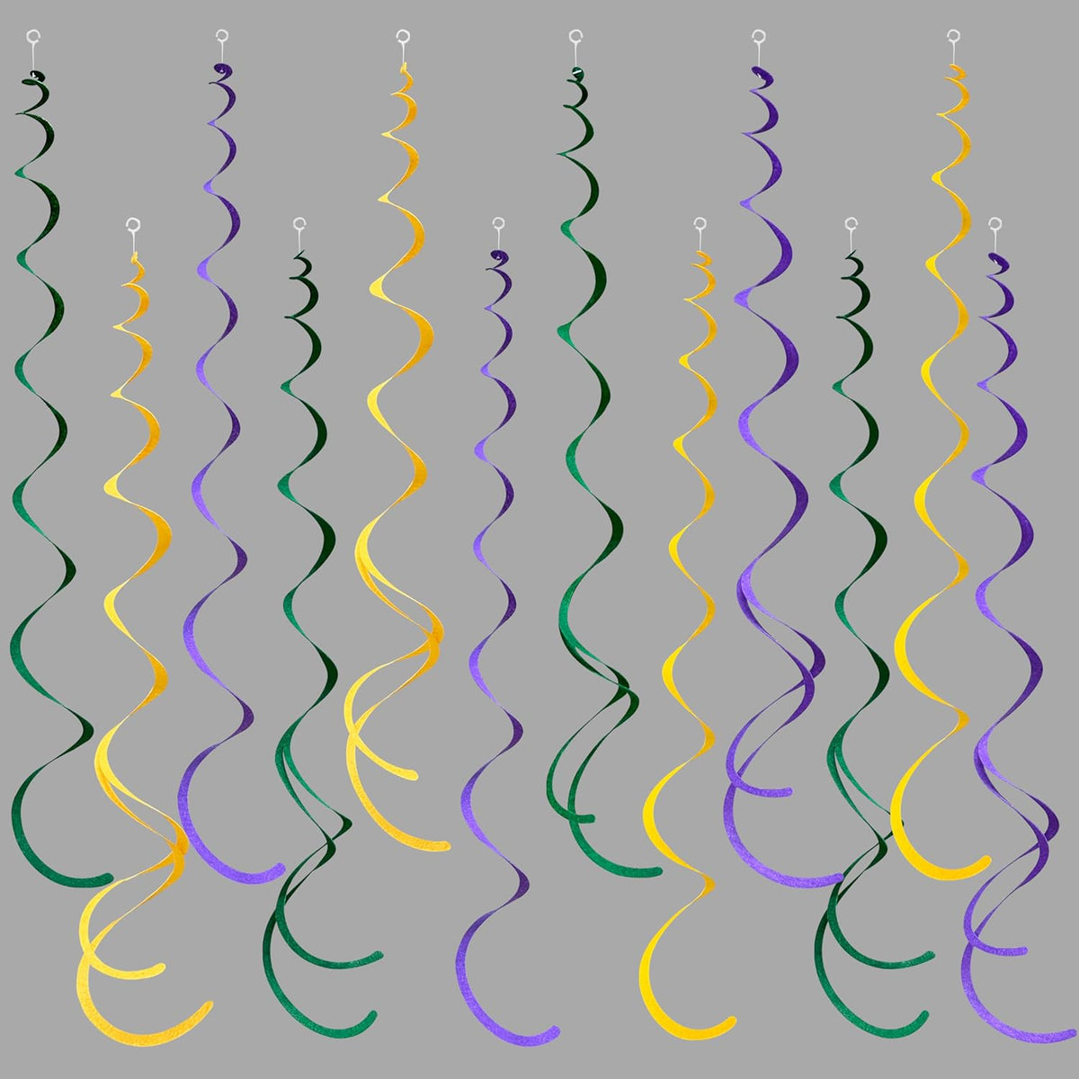 36 Pcs Green Yellow Purple Hanging Swirl Decorations Felt Swirl Streamer Spiral Ceiling Garland