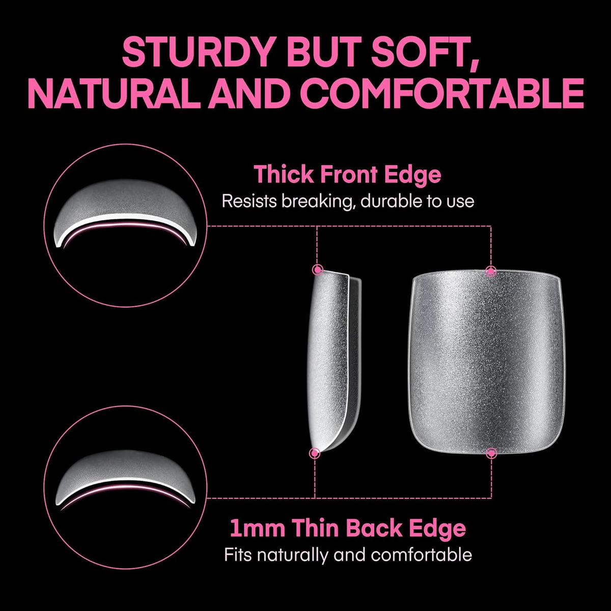 UNA GELLA Square Toe Nail Tips For Big Toe, 504Pcs 15Sizes Soft Gel Full Cover Toe Nail Tip