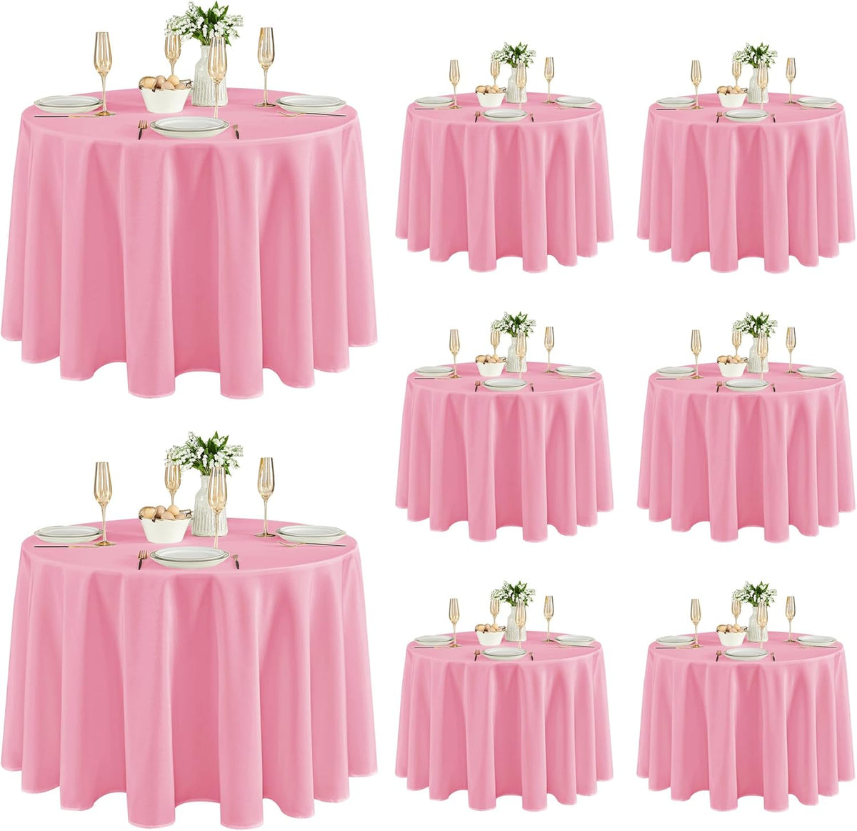 Fitable 8 Pack Round Tablecloths: Stain Resistant Wrinkle Free Circle Table Clothes, Washable
