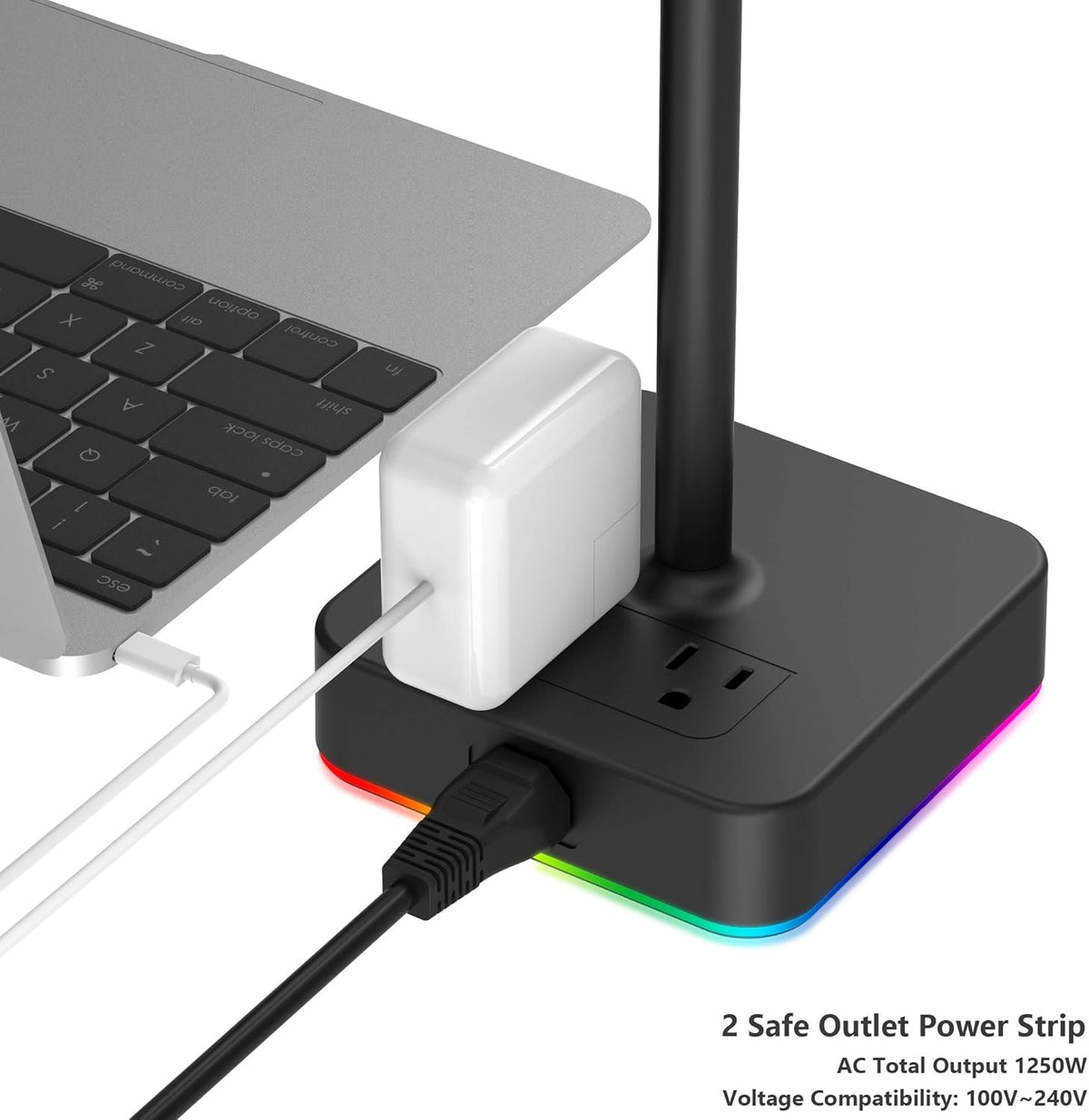KAFRI RGB Headphone Stand with USB A&C Charger Desk Gaming Headset Holder Hanger Rack with 3 USB