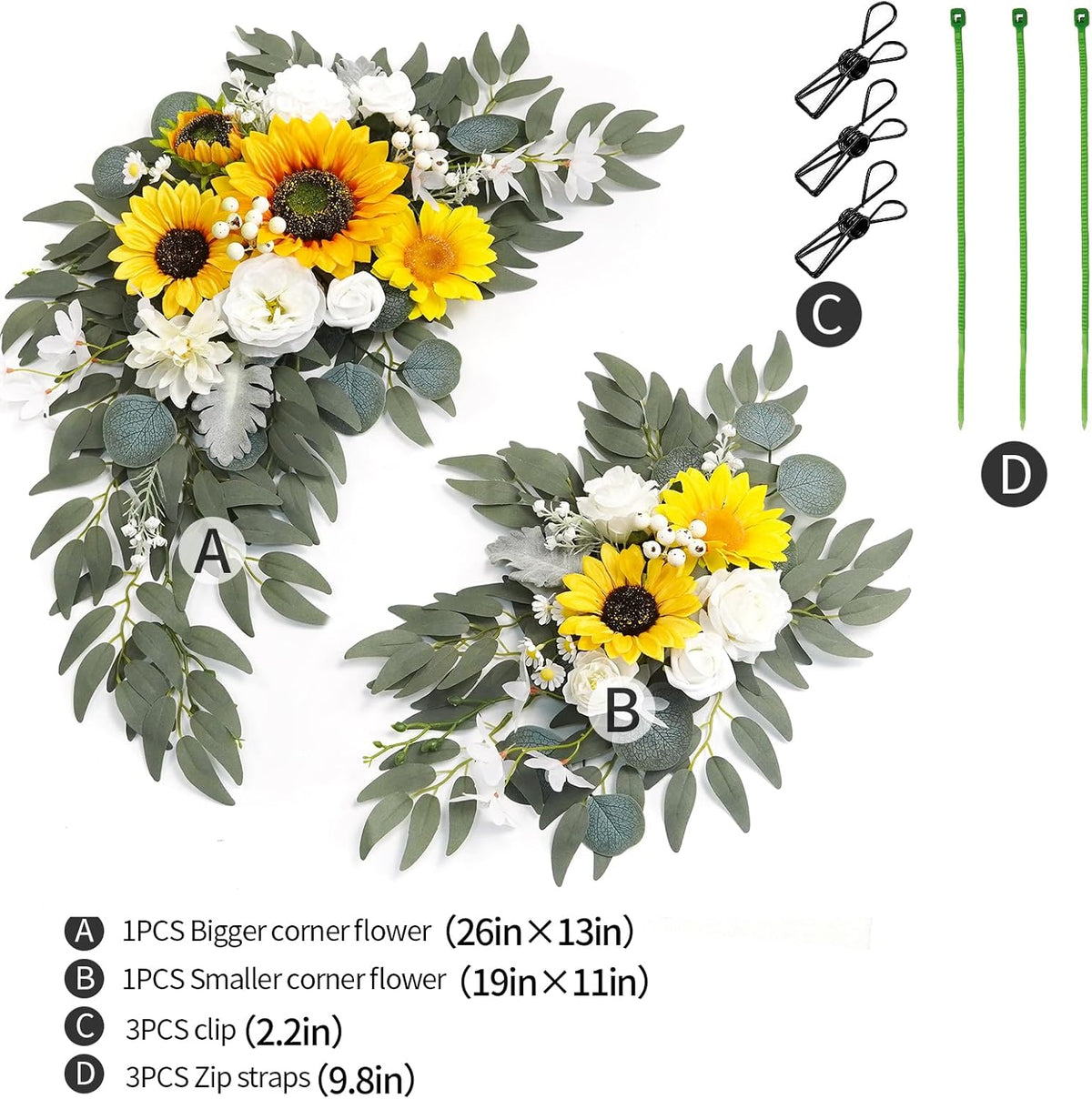Faux Flower Swag Set of 2 for Wedding Welcome Signs Floral Swag Wedding Reception Ceremony Signs