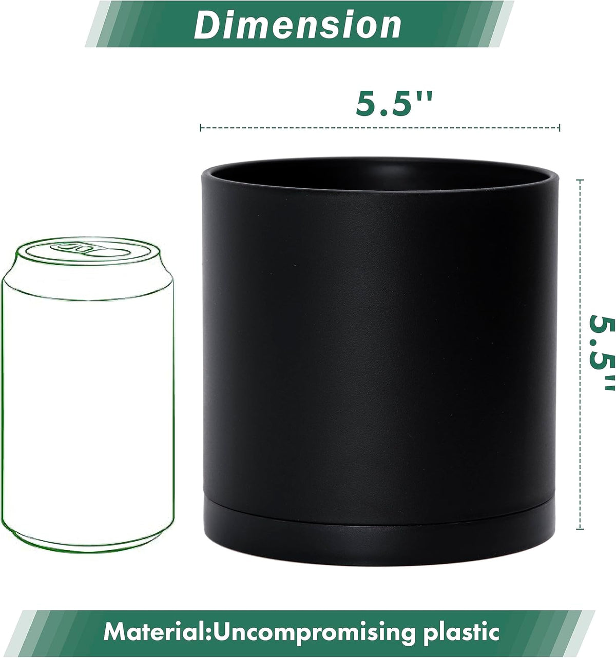 D'vine Dev 2 Pack 5.5 Inch Modern Plastic Plant Pots, Small Garden Planters for Plant with Drainage