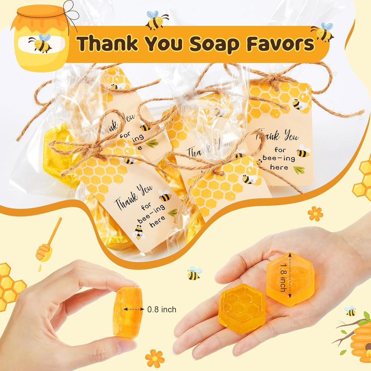 48 Set Baby Shower Favors Bee Party Favors Including Honeycomb Soap with Thank You Card Gift Honey
