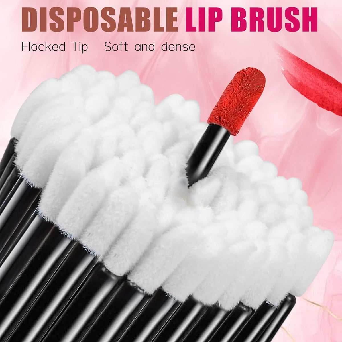 AUHOKY 250Pcs Disposable Eyebrow Brush Set,100 Angled/Round Eyebrow Brushes, 100 Lip Brushes, 50