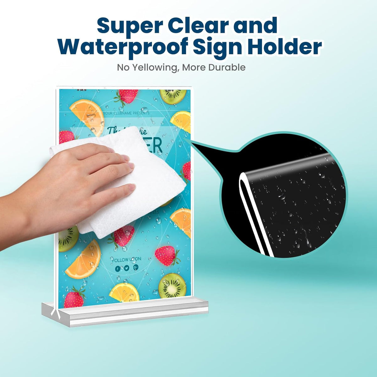 Acrylic Sign Holder, 5x7, 15 Pack Vertical Clear Table Menu Display, Double Sided, Plastic Stand