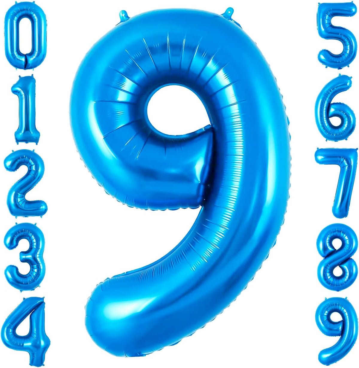 Blue 9 Balloon Number,40 Inch Number 9 Balloon Big Blue 9 Foil Mylar Helium Balloon for Birthday