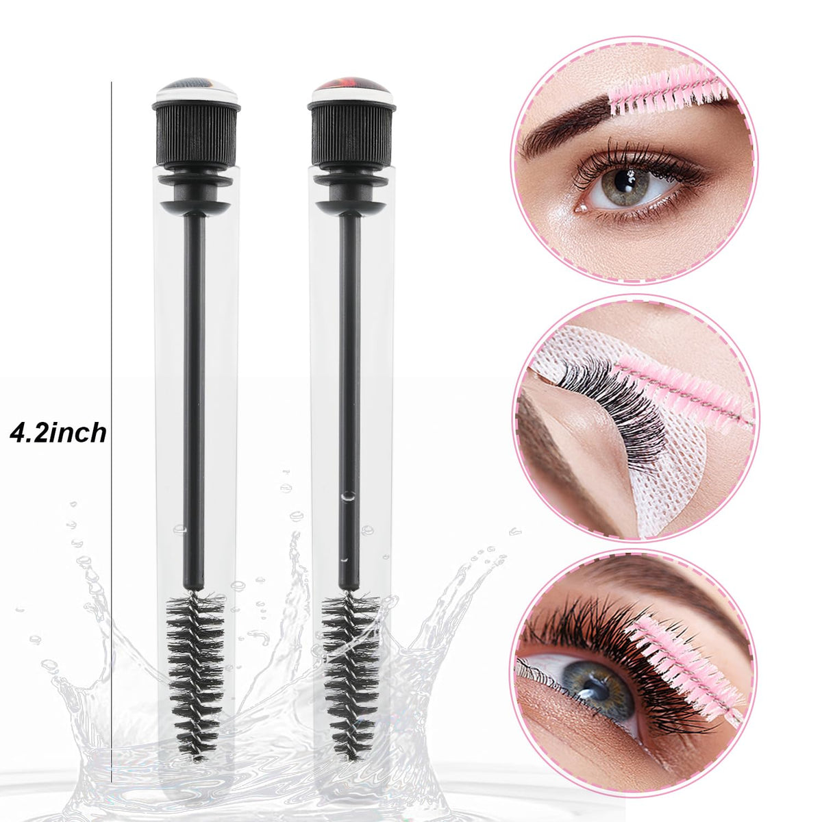 20 Pcs Disposable Mascara Wands Set,Include 10Pcs Crystal Lash Spoolies Brush and 10 Pcs Reusable
