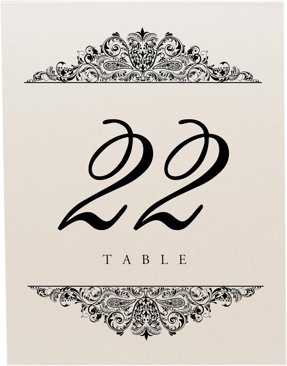 Paisley Wedding Table Numbers (Select Color/Quantity), Champagne, Black, 1-175, Double Sided, Tent