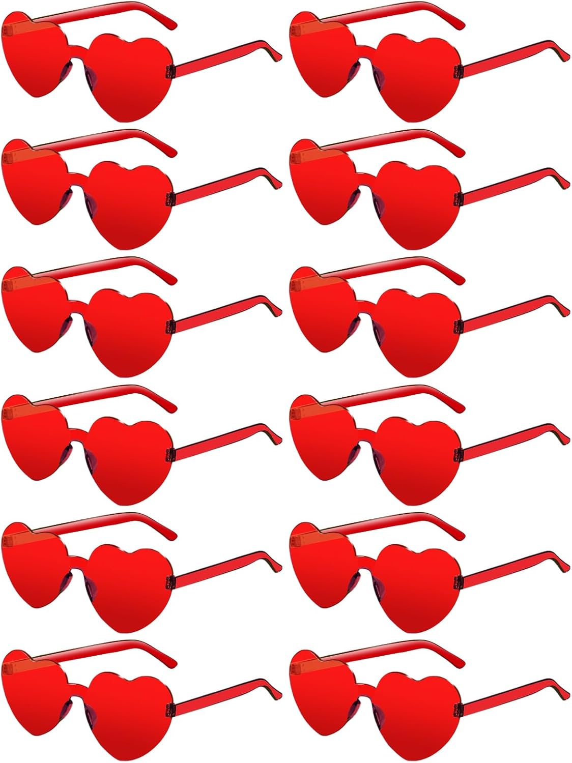12 Pairs Heart Shaped Sunglasses for Women Colorful Glasses Fun Trendy Transparent Heart Sunglasses