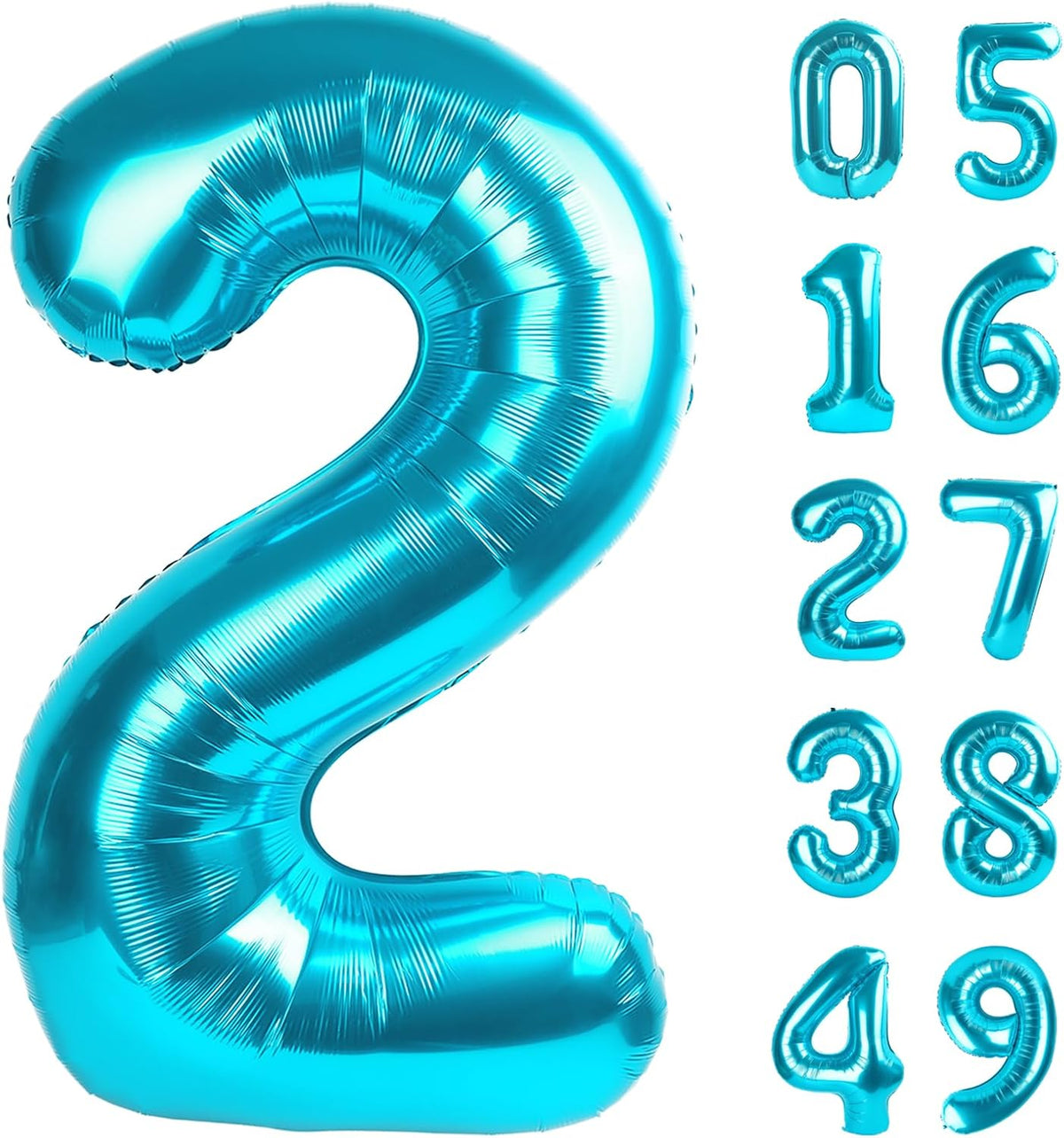 Blue 40 Inch Big Number Balloon Birthday Decoration, Number 2 Helium Balloon 12 20 22 23 24 26 2026