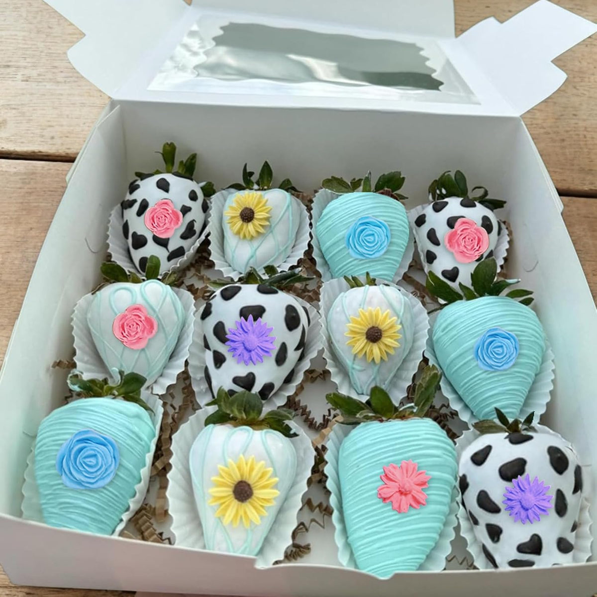 4 Pcs Flower Silicone Molds, Fondant Cake Flower Mold Silicone Daisy Rose Clay Mold Polymer Clay