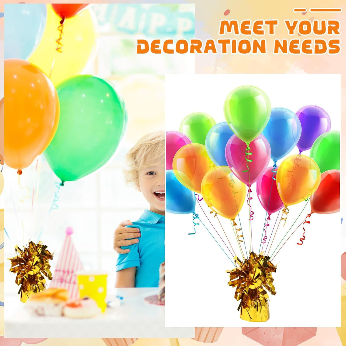 6 Pack Gold Balloon Weights Metallic Holder Anchors Balloon Holder Weights for for Birthday 2025