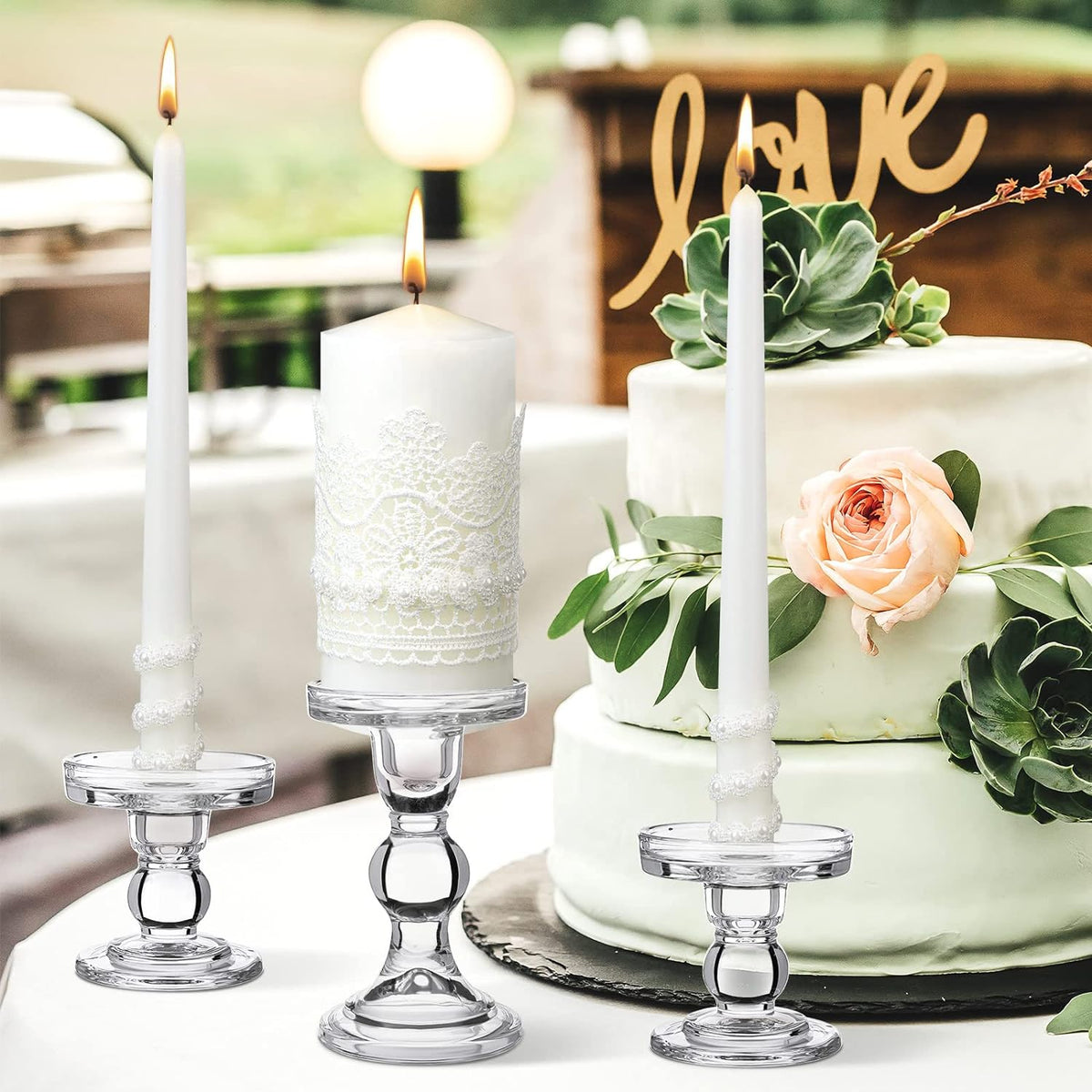 Irenare Unity Candles with Holder for Wedding Ceremony Wedding Decortions Accessories Glass Candle