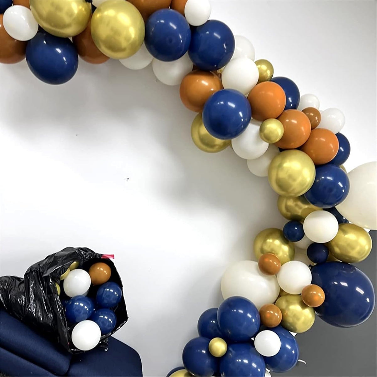 Navy Blue and Orange Balloons, Navy Metallic Orange White Latex Balloons Set, Dark Orange for Boys