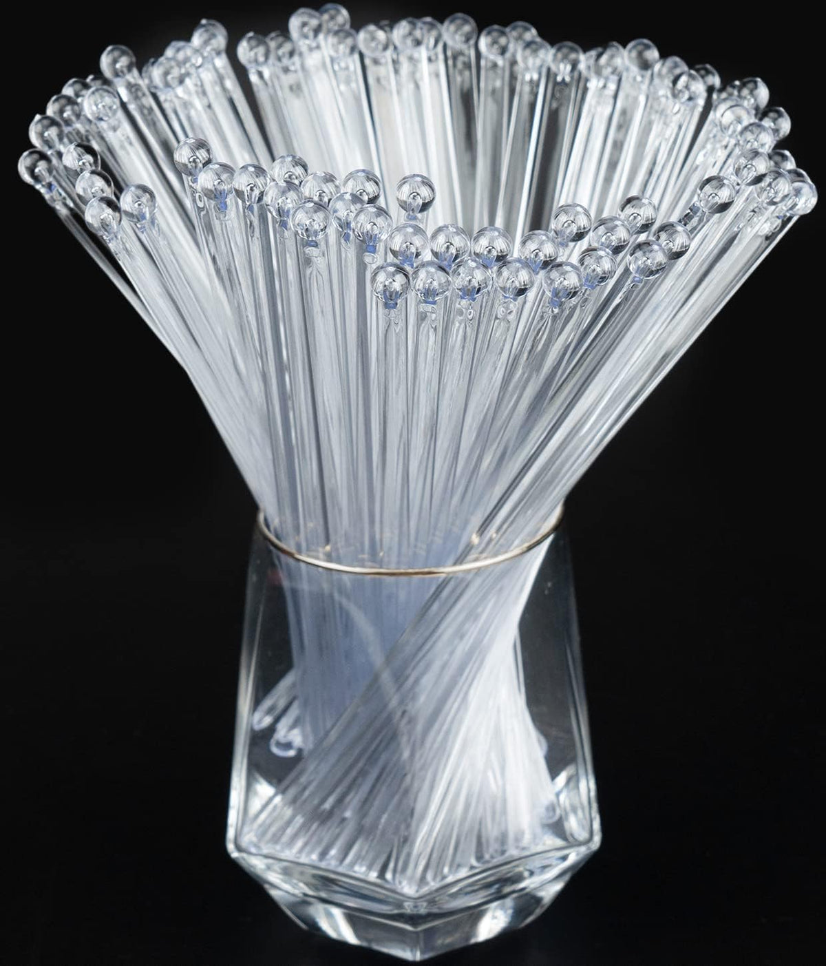 100-PCS Clear Plastic Swizzle Sticks, Crystal Cake Pops, Cocktail Coffee Drink Stirrers, Lolipop