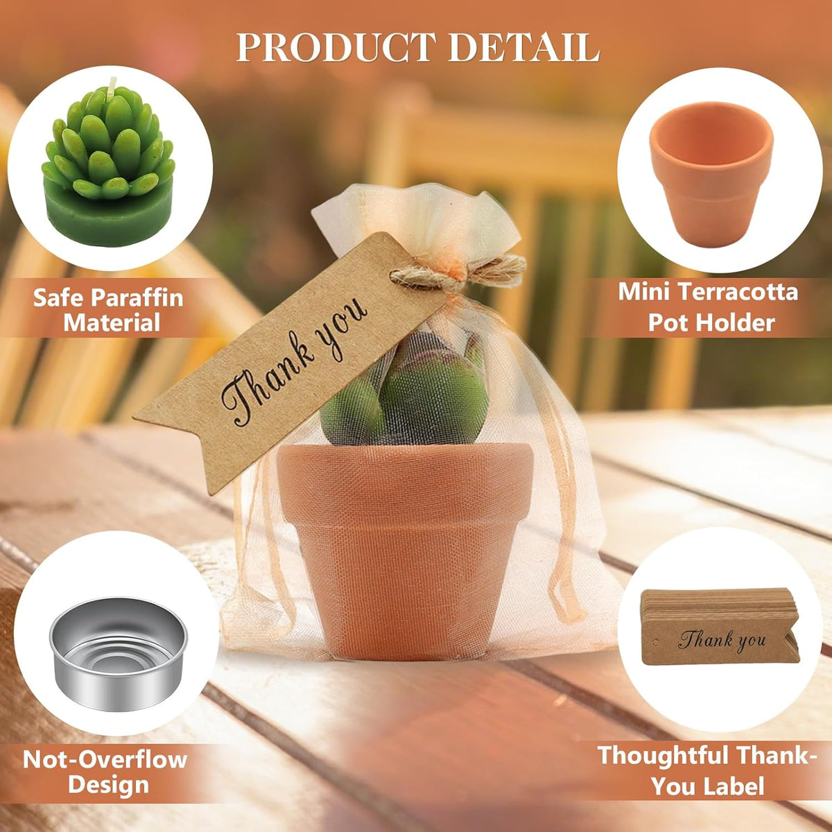 AZEAM 24 Pcs Succulent Candles Party Favors, Bulk Cactus Table Decor with Mini Terracotta Holders