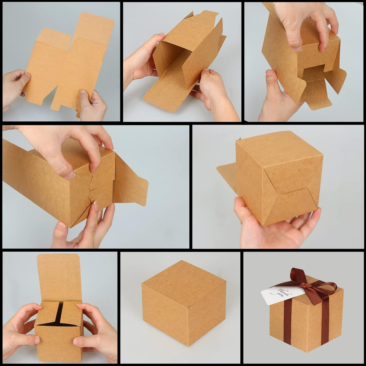 100 Pack Small Gift Boxes, 3x3x3 Inches Favor Boxes Brown Paper Gift Boxes with Lids for Presents