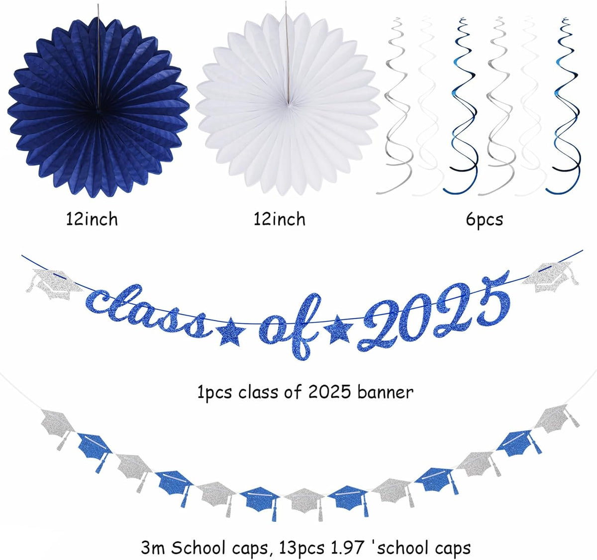 2025 Blue Class-Congratulations Prom Graduation Party-Decorations - 22pcs High School College Grad