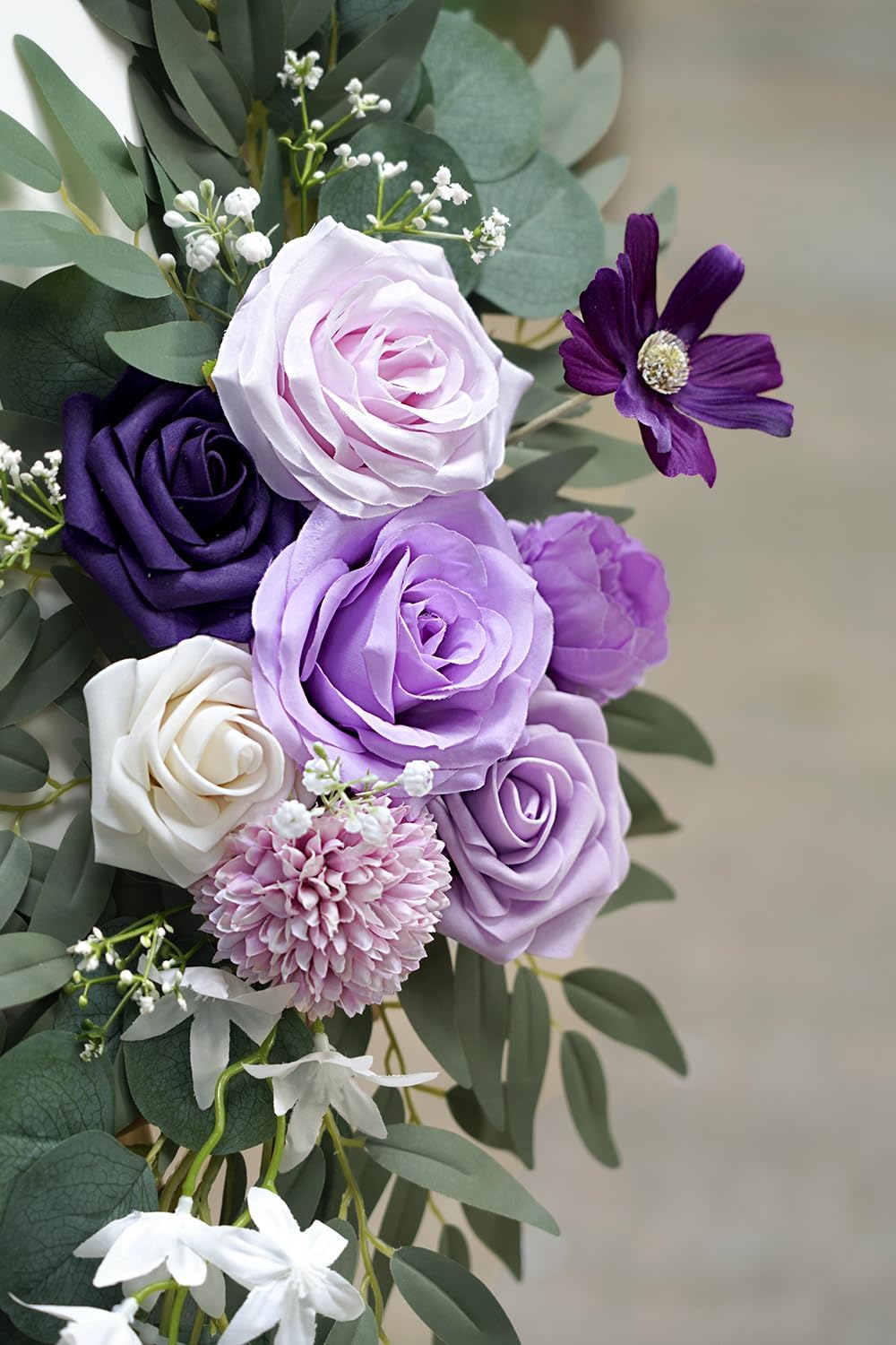 Faux Flower Swag Set of 2 for Wedding Welcome Signs Floral Decorations, Purple Wedding Arch Flowers