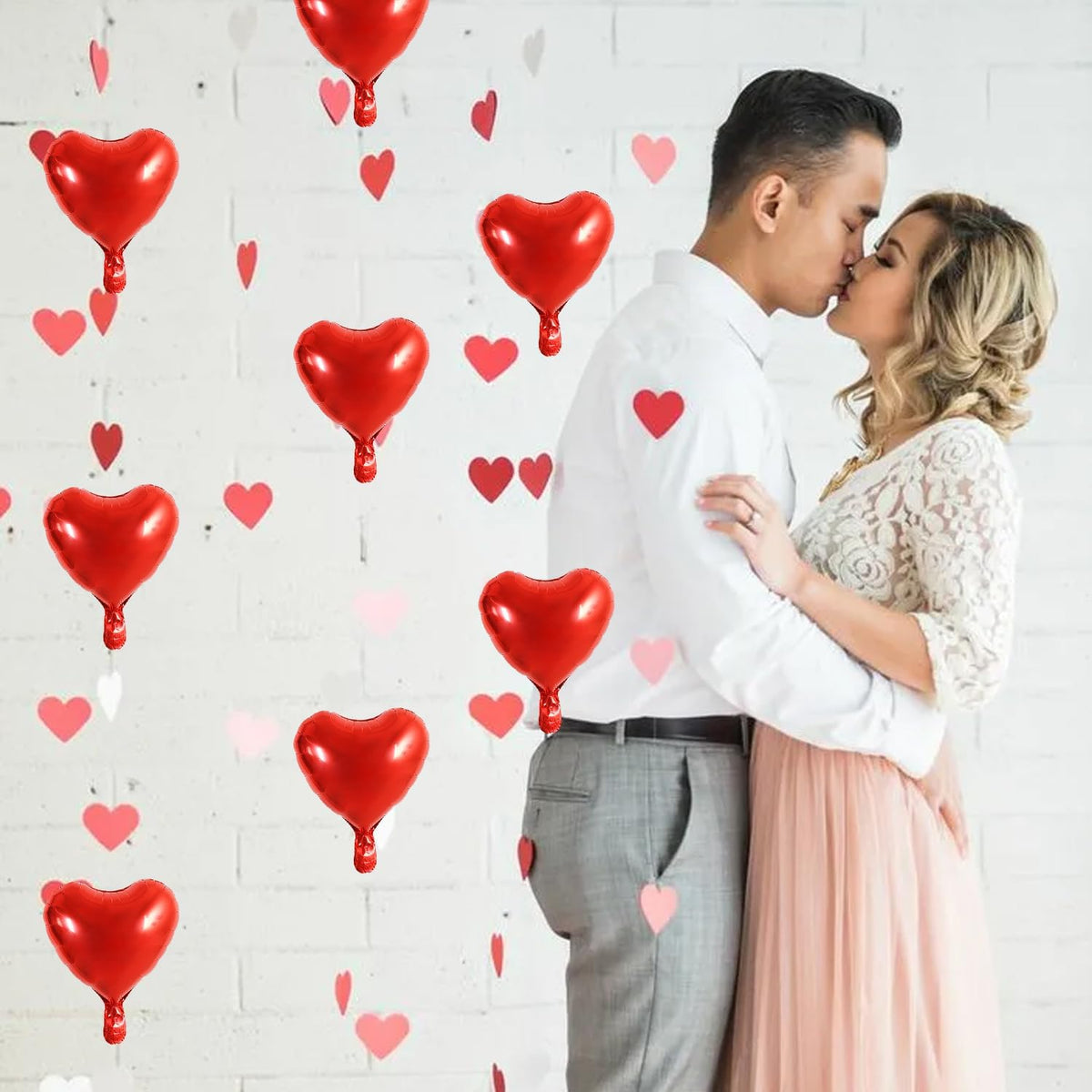 TONIFUL 30Pcs 10 Inch Red Heart Balloons Valentine’s Day Heart Shape Foil Mylar Balloons Decoration