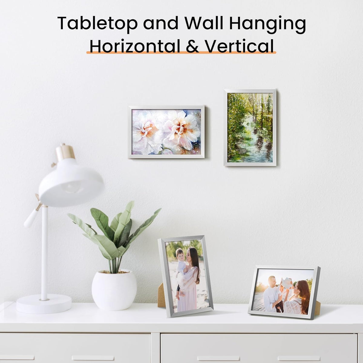 upsimples 4x6 Picture Frame Set of 3, Made of High Definition Glass for 4 x 6, Wall and Tabletop