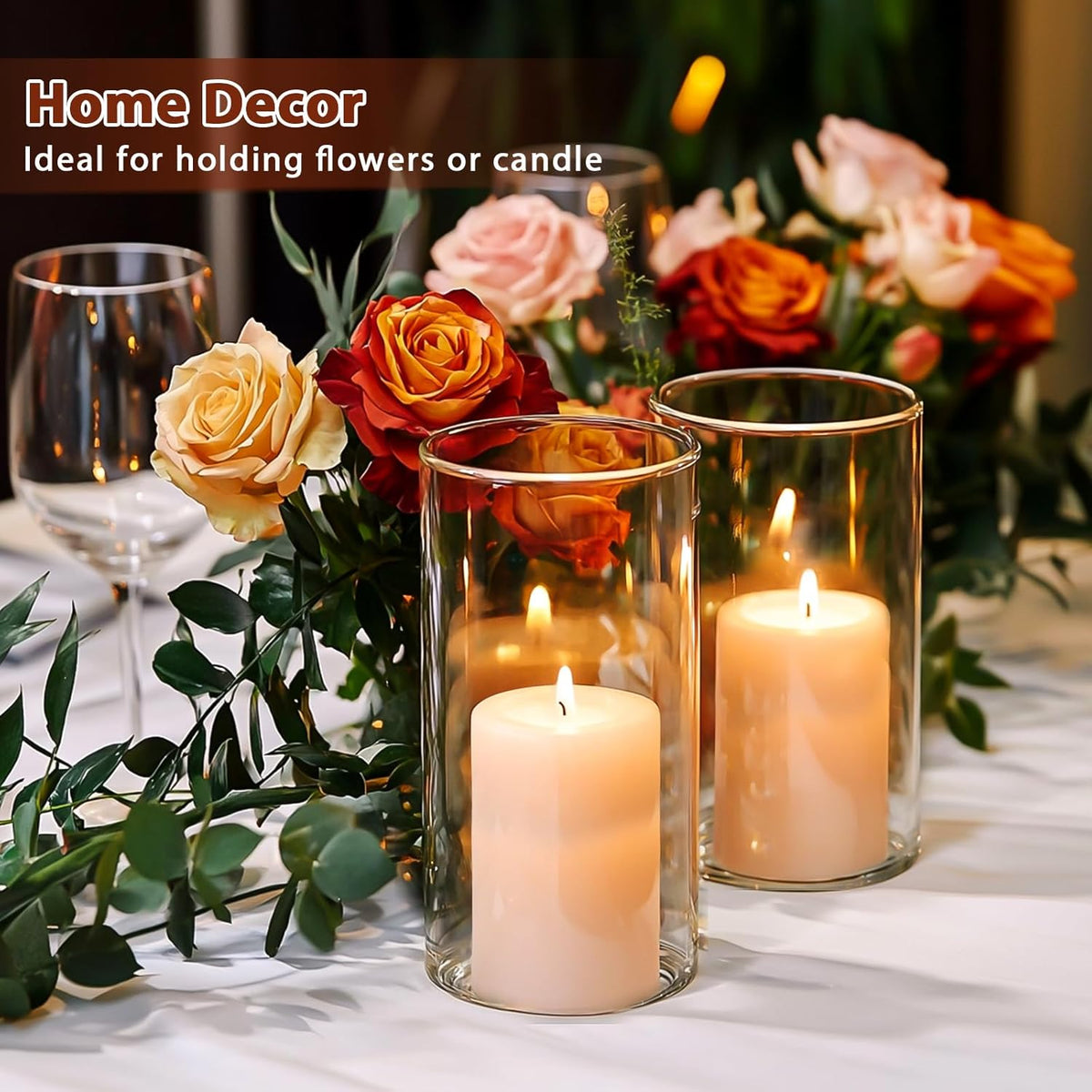 6 Inch Glass Cylinder Vases for Centerpieces | 12Pcs Clear Small Flower Vase for Wedding