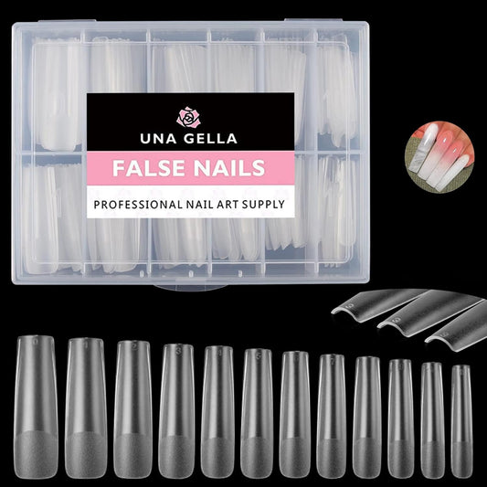 UNA GELLA XXL Long Square Nail Tips No Need File 216pcs Extra Long Straight Square Gel Nail Tips No