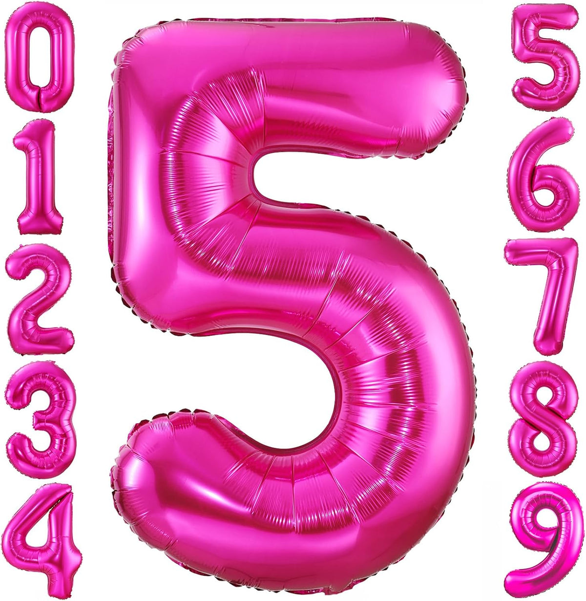 Hot Pink 5 Balloon,40 Inch Number 5 Balloon,5 Birthday Balloon Decorations, Foil Mylar Helium 5