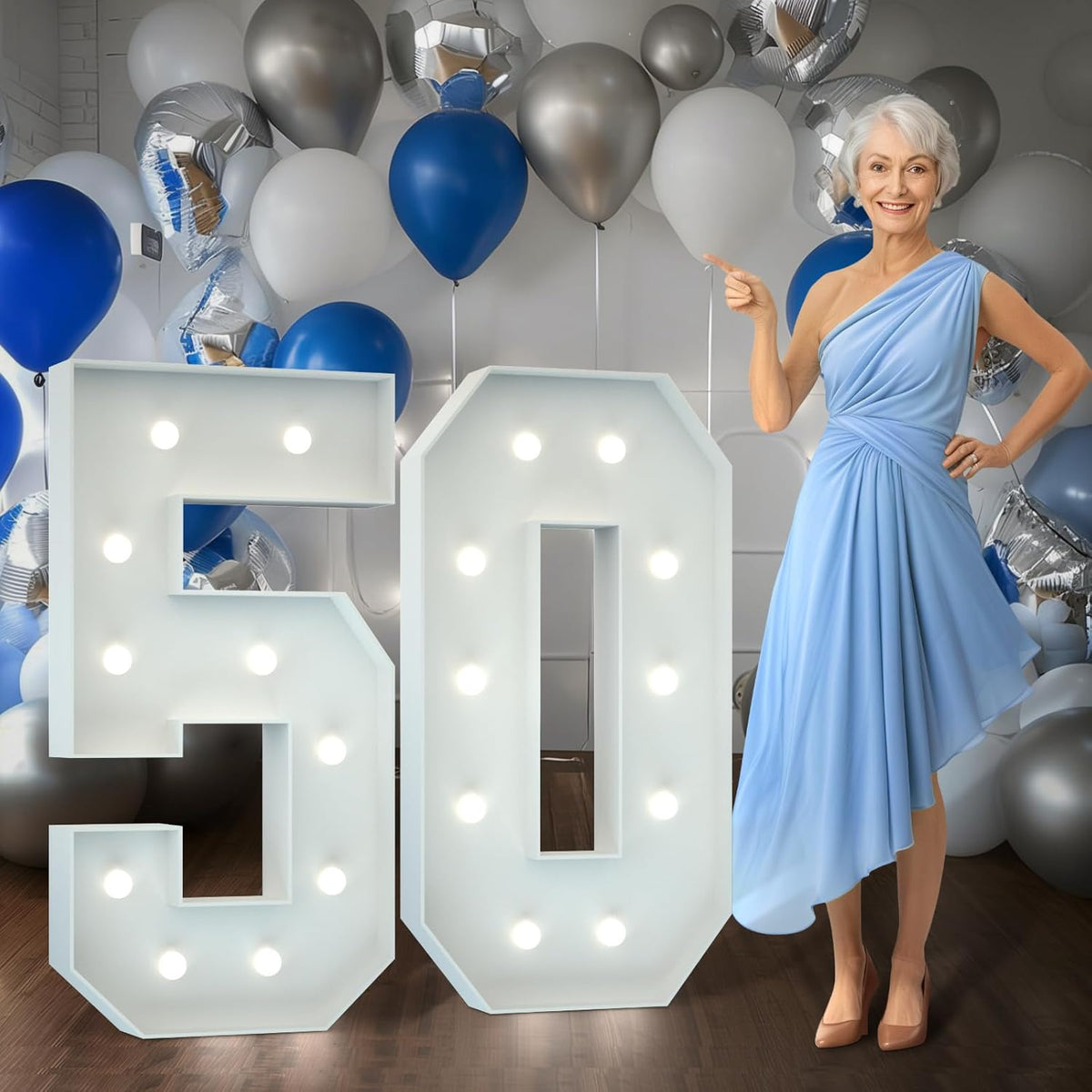 Marquee Numbers 4 Feet Tall Big Light Up Numbers 50th Birthday Decorations Women Men White