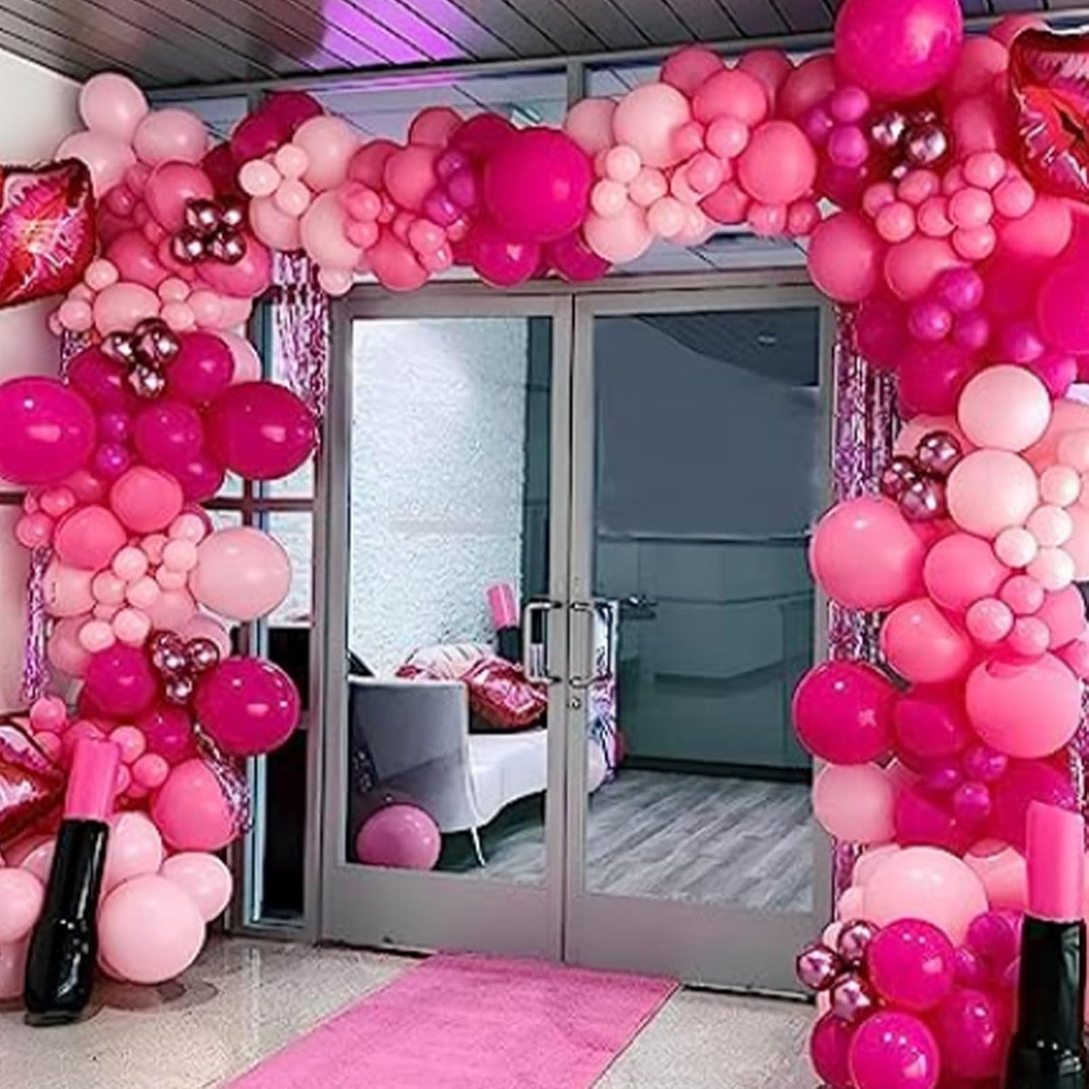 Togvu Hot Pink and Baby Pink Balloons, 60 Packs 12 Inch Premium Pink Latex Balloon with Confetti