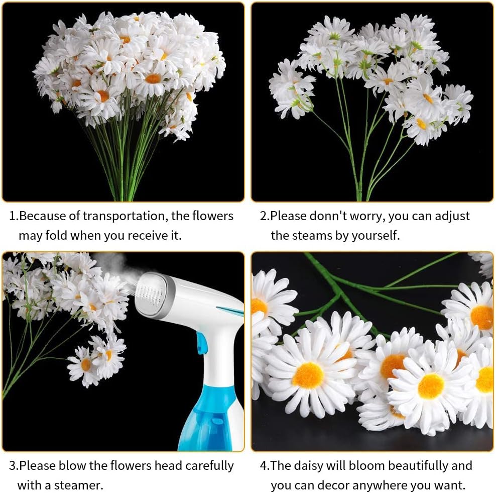 AmyHomie Artificial Flowers, Silk Daisy, Artificial Gerber Daisy for Home Decoration, Artificial