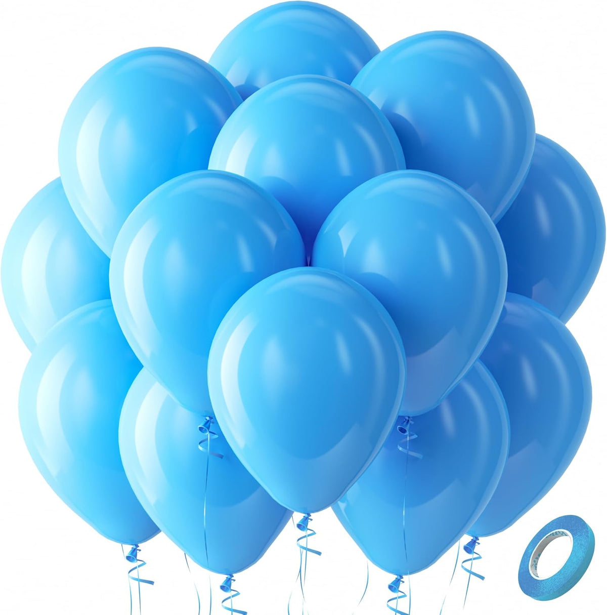 Bezente Blue Balloons Latex Party Balloons - 100 Pack 12 inch Round Helium Light Blue Balloons for