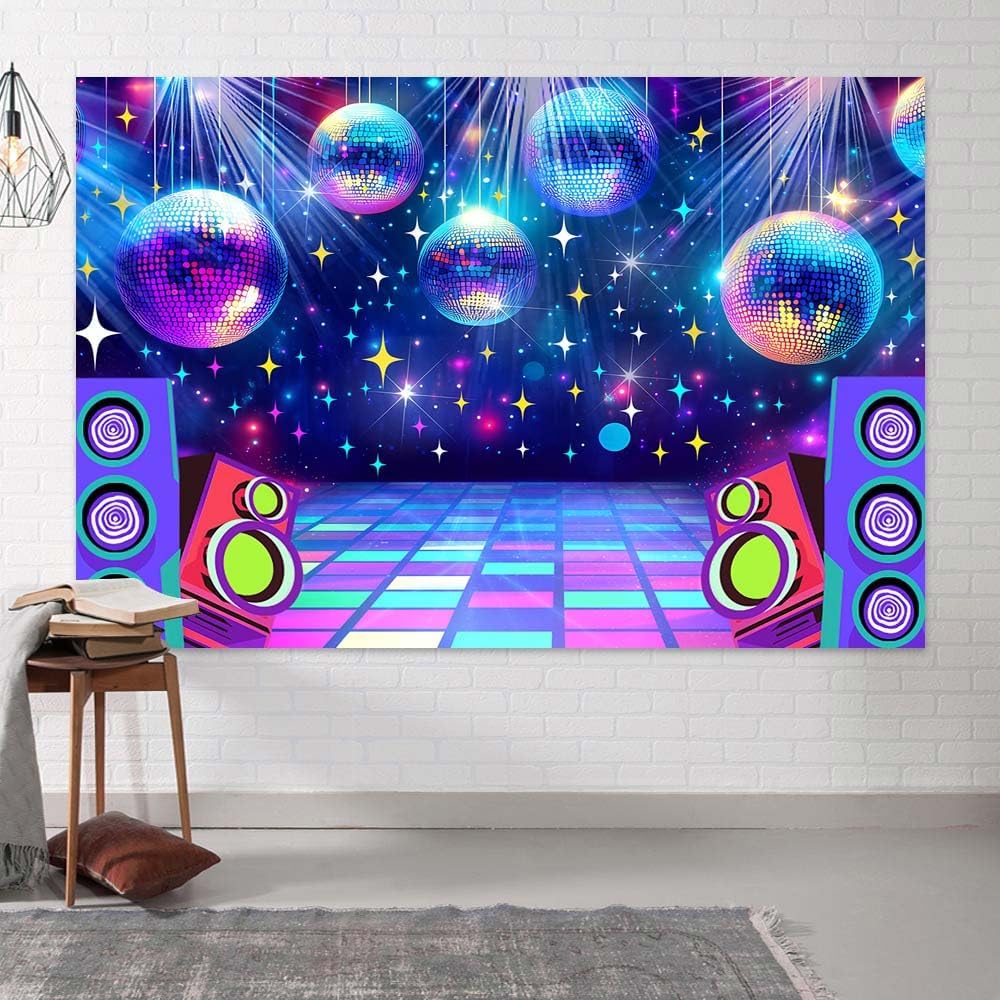 Dance Party Backdrop Retro 80s 90s Theme Stage Dance Ball Music Birthday Party Decoration DJ