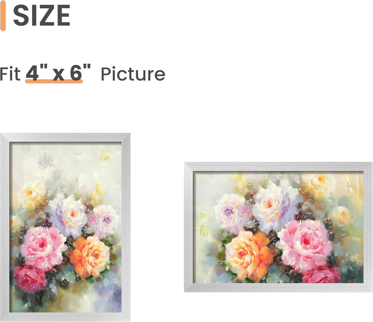 upsimples 4x6 Picture Frame Set of 3, Made of High Definition Glass for 4 x 6, Wall and Tabletop