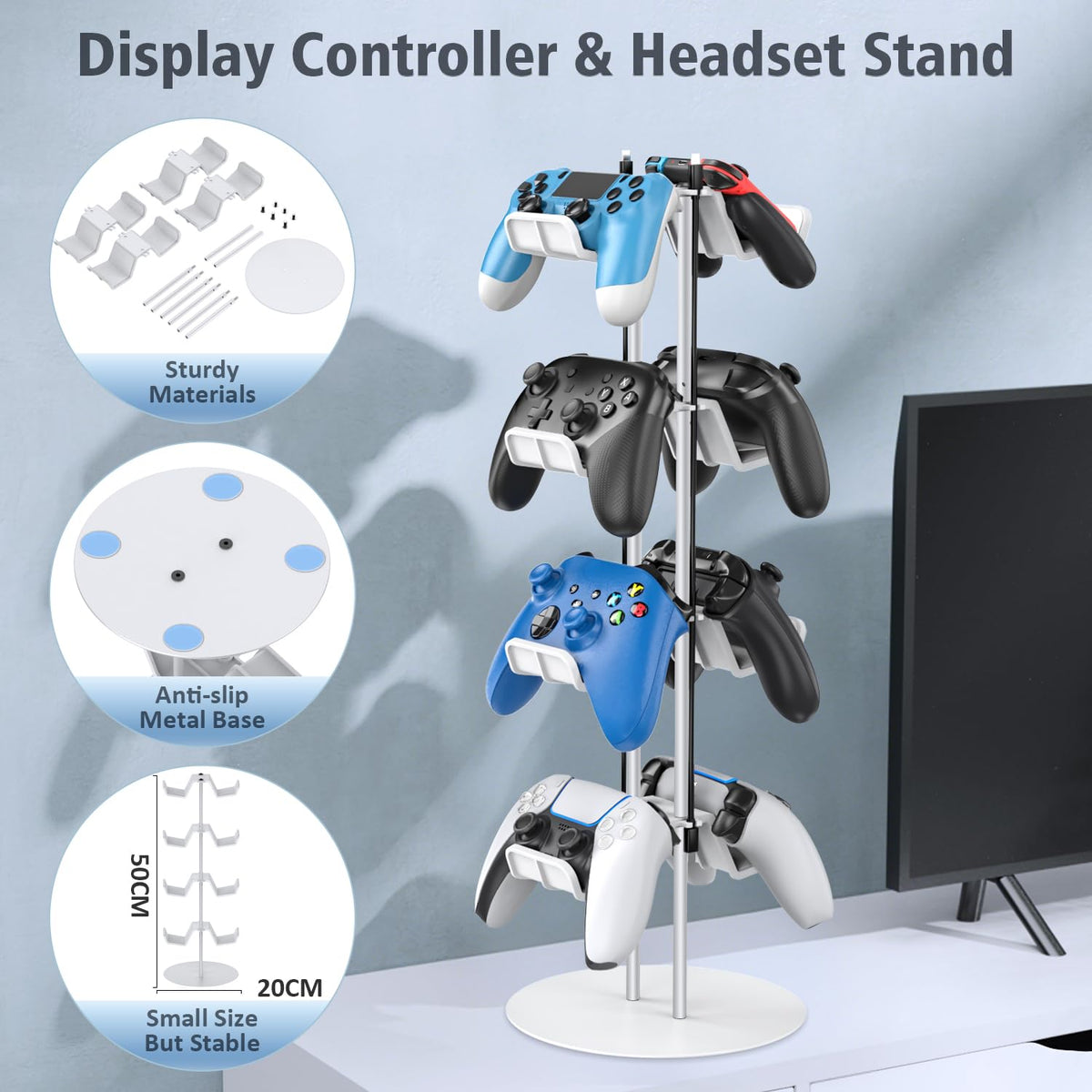 Kytok Gamer Gifts, Headset Stand 4 Tiers with Cable Organizer, Controller Stand Compatible with